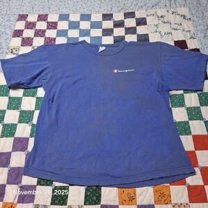 ** Vintage Champion Single Stitch T Shirt Size Large Blue Boxy 90s Y2K